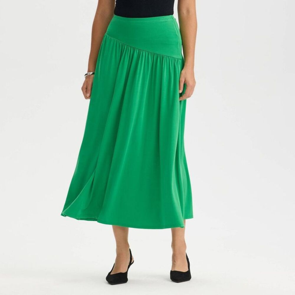 Women's Ruched Midi A-Line Skirt - A New Day Medium Green M